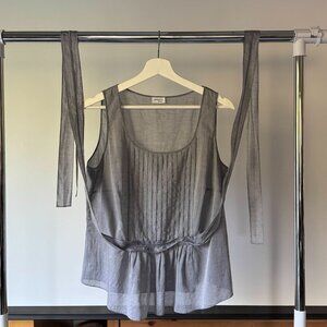 Akris Punto  Sleeveless Cotton Grey Belted Tank Top